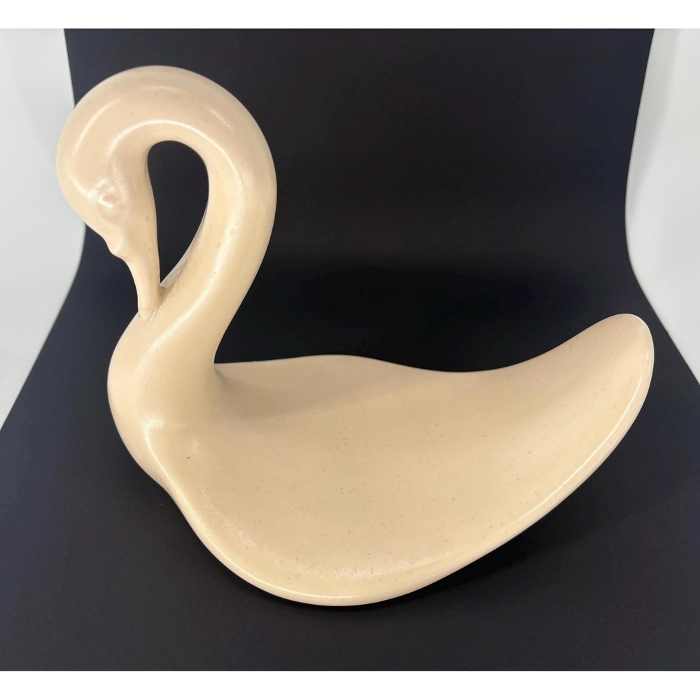 Vintage Ceramic Swan Decor Cream Vanity Organizer Towel Holder Mid Century Decor